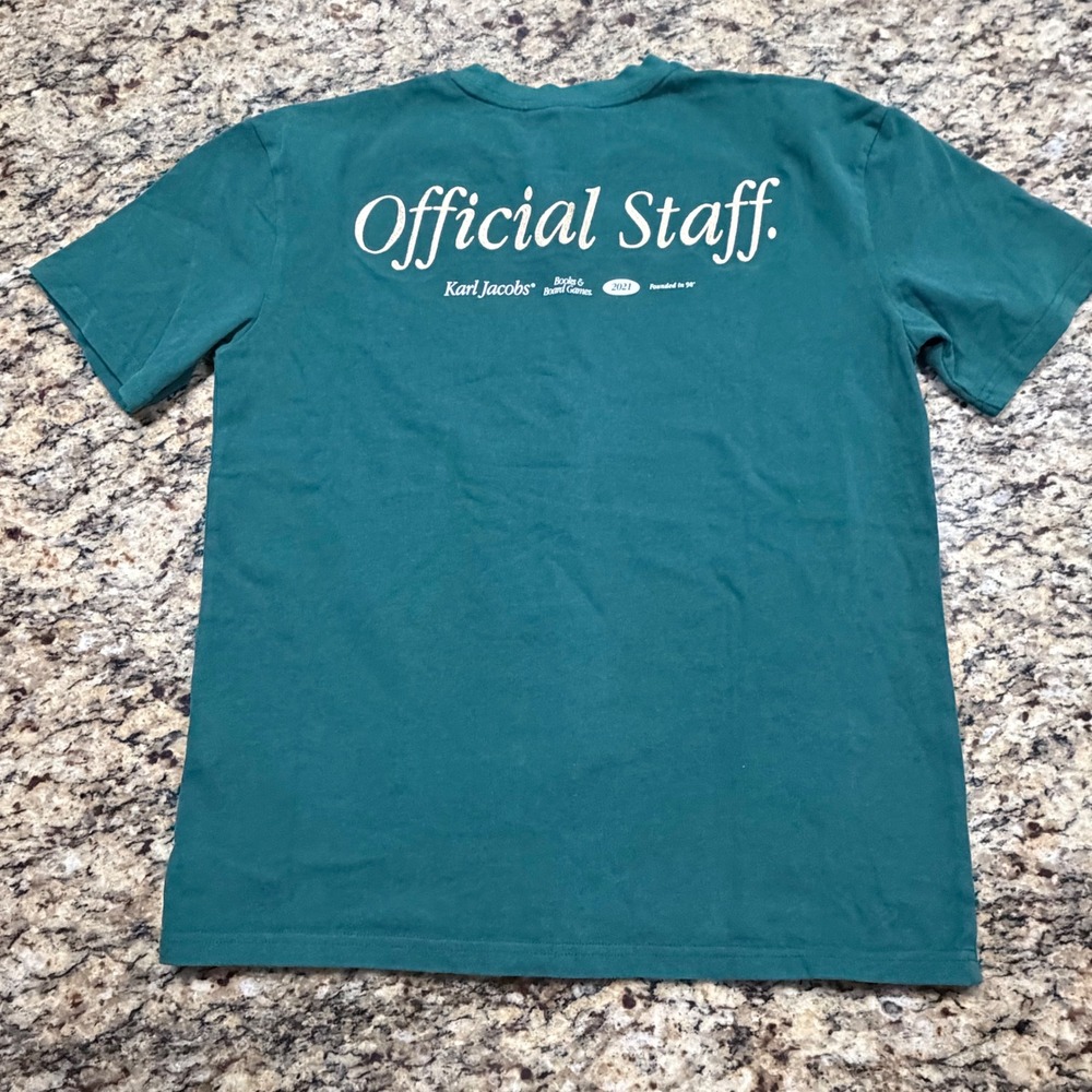 Karl Jacobs Originals 2021 Staff T-Shirt Green Books & Board Games Mens ws